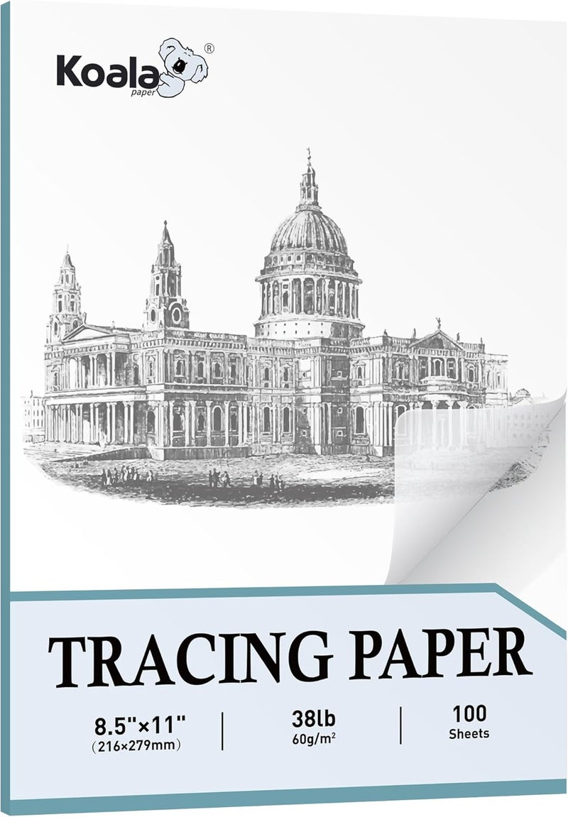 KOALA PAPER Koala Premium Tracing Paper 8.5x11 inch Transparent Tracing Paper 38lb/60gsm Translucent for Sewing Patterns Trace Sketch Architectural Drafting - Image 1